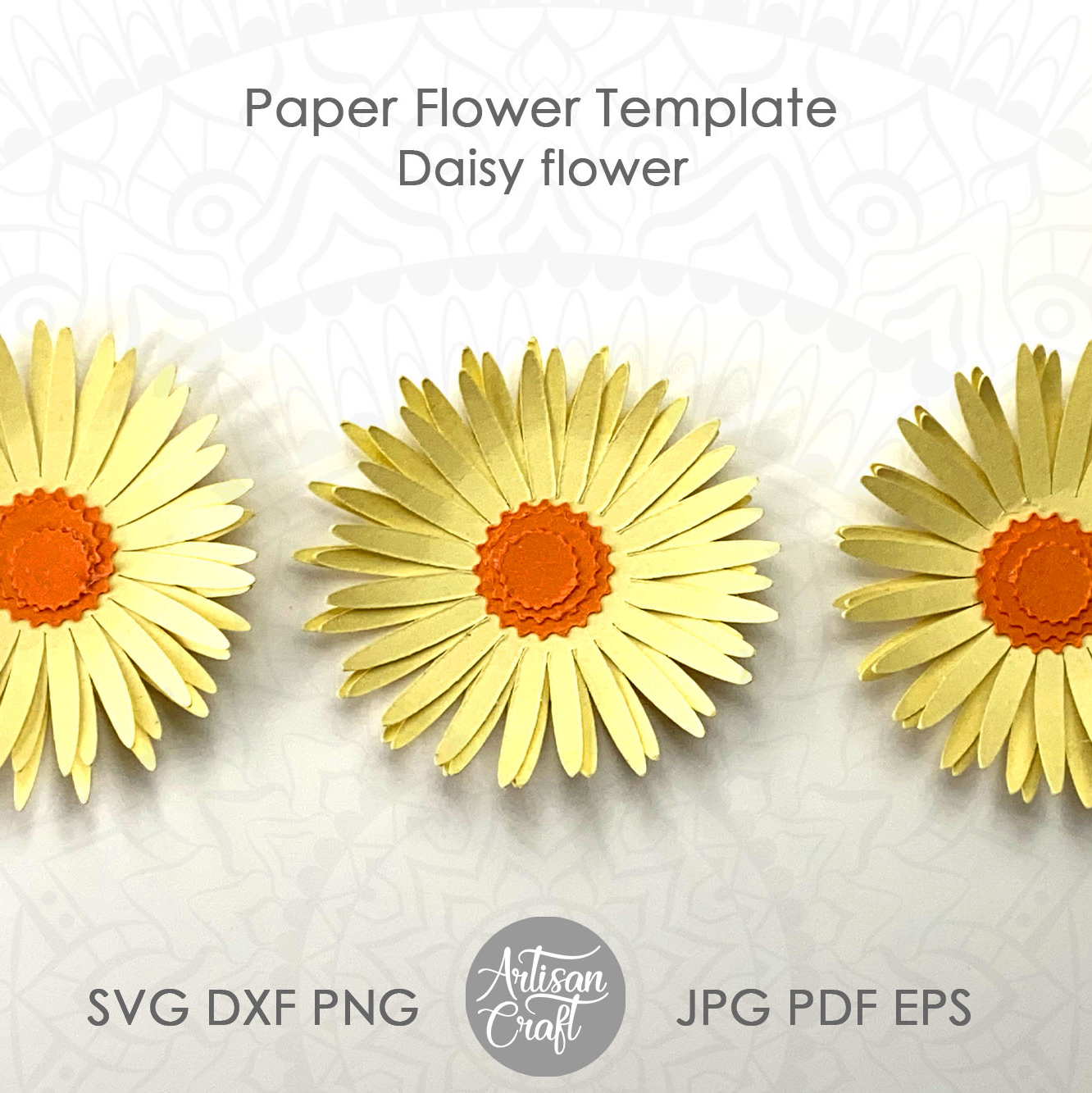 雛菊花svg、紙雛菊svg、紙花剪切文件- Design Market, image size:1332x1333