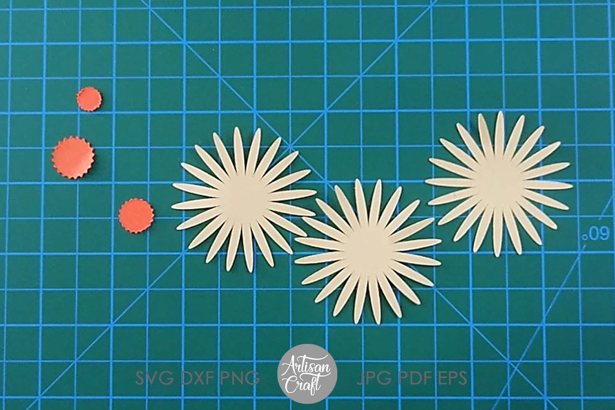 雛菊花svg、紙雛菊svg、紙花剪切文件- Design Market, image size:2000x1333