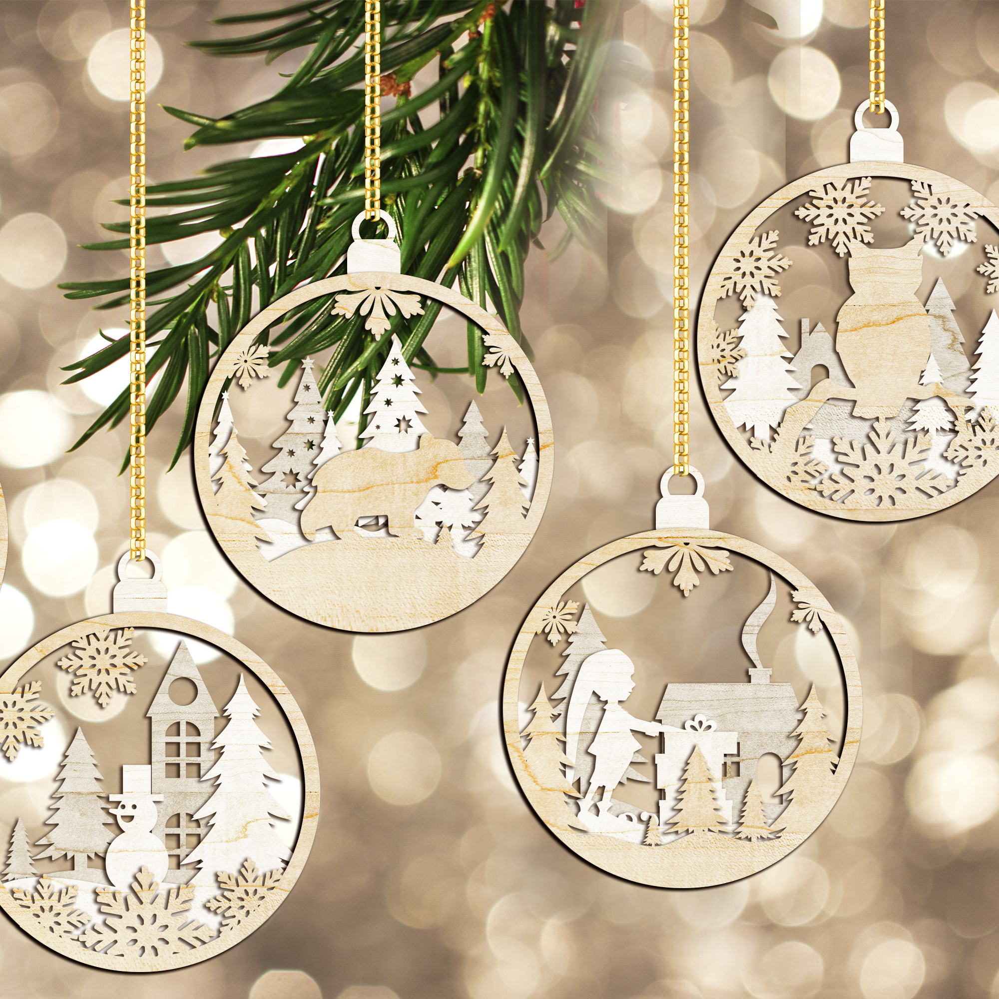 CHRISTMAS Ornament Laser Cut Bundle - Design Market, image size:2000x2000