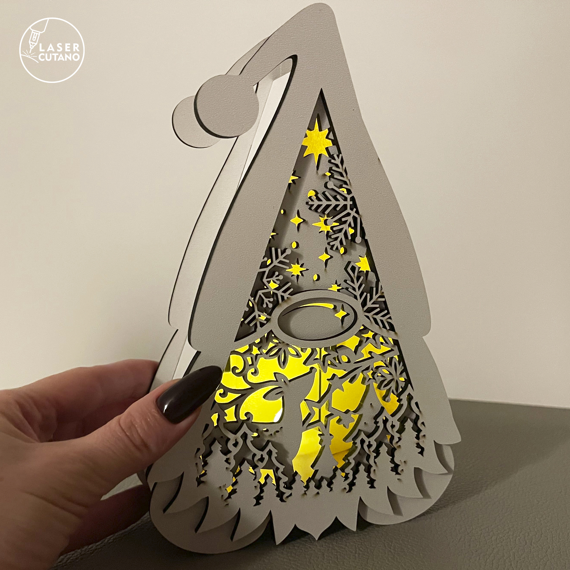 聖誕節侏儒燈籠 svg – 雷射切割燭台裝飾 - LaserCutano - 002