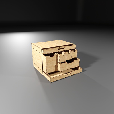 辦公桌收納件 svg | 7抽屜收納盒|雷射切割文件  - 雷射切割專業版 - 003