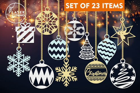 Christmas Tree Ornaments Set  Christmas Tree Ornaments Set  - LaserCutano - 001