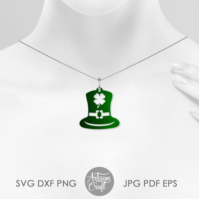 St Patrick's day earrings, leprechaun hat, SVG cut file - Artisan Craft - 004