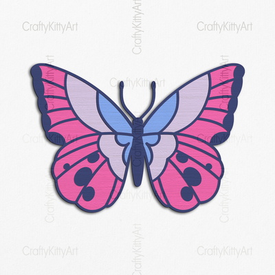 Butterfly, Spring Butterfly, 3D layered SVG DXF PNG files - CraftyKittyArt - 001