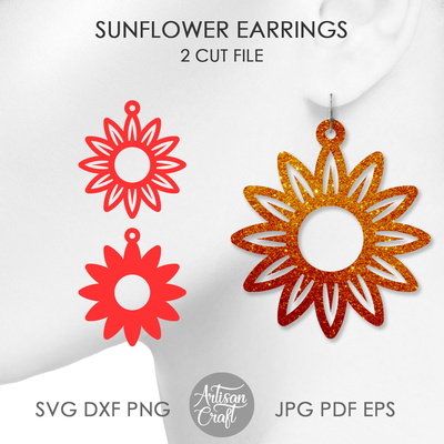 向日葵耳環，svg 切割銼，雷射切割銼 - Artisan Craft - 001
