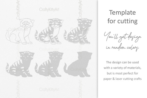 Cute Baby Cat, Tabby Kitten, 3D layered SVG DXF PNG files Cute Baby Cat, Tabby Kitten, 3D layered SVG DXF PNG files - CraftyKittyArt - 001