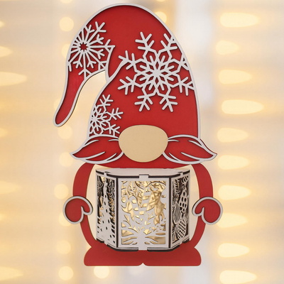 🎅 聖誕小矮人燈籠 - 燭台設計 - LaserCutano - 003