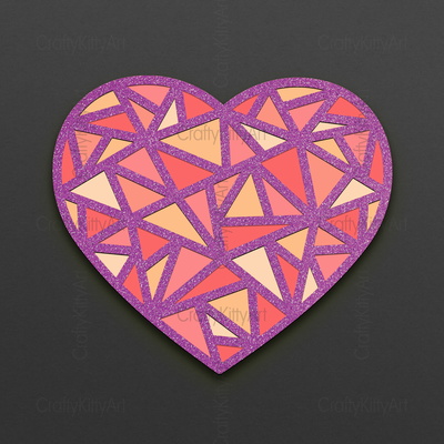 心，多邊形愛心，3d 分層 svg dxf png 文件 - CraftyKittyArt - 001