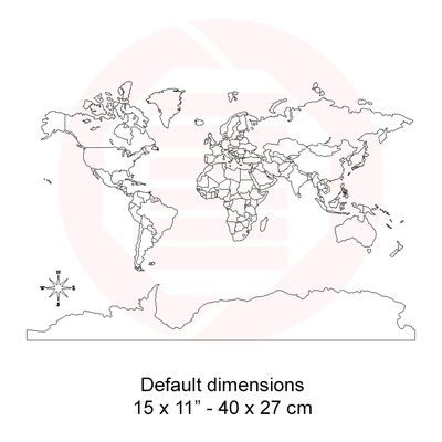 雷射切割世界地圖木製世界國家地圖 svg 牆藝術 - Daniel San - 002
