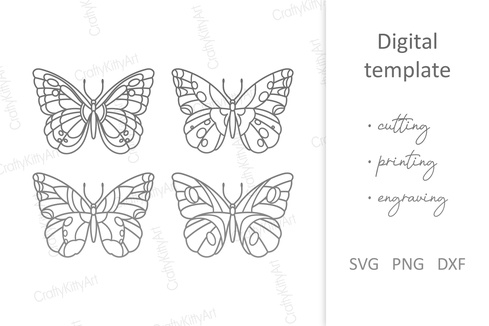 Butterfly Spring bundle. Line Butterflies. SVG DXF PNG files Butterfly Spring bundle. Line Butterflies. SVG DXF PNG files - CraftyKittyArt - 001