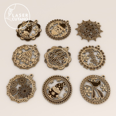Christmas Ornaments with Box Laser Files - Merry Christmas - LaserCutano - 003