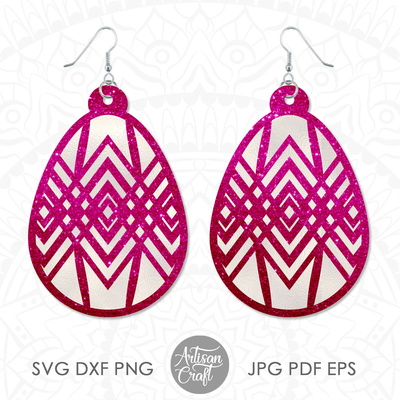 Easter earrings SVG showing Easter egg with geometrical art 