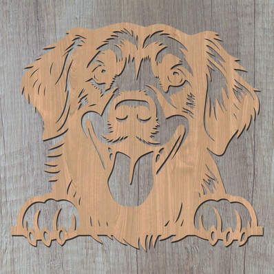 偷看黃金獵犬雷射 svg，狗爪印 - HappyDesignStudio - 002