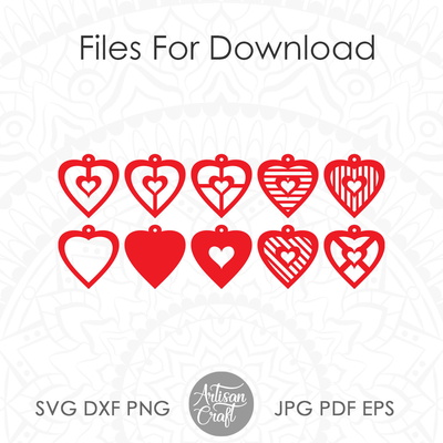 心型耳環 svg，情人耳環 svg - Artisan Craft - 006