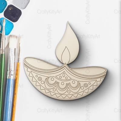 排燈節蠟燭 svg，排燈節蠟燭雷射切割著色工藝品 - CraftyKittyArt - 001