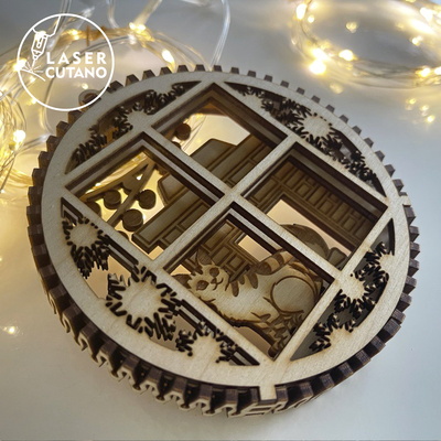 Christmas Ornament Scene decoration - LaserCutano - 002