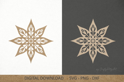 雪花聖誕雷射切割文件,雪花剪影 雪花聖誕雷射切割文件,雪花剪影 - CraftyKittyArt - 003