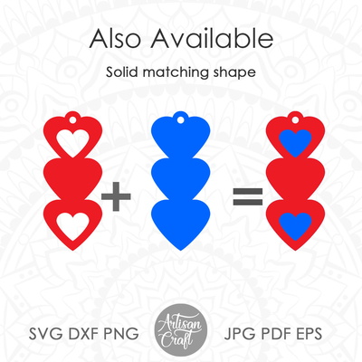 Heart earrings SVG cut file, laser cut earrings SVG - Artisan Craft - 002