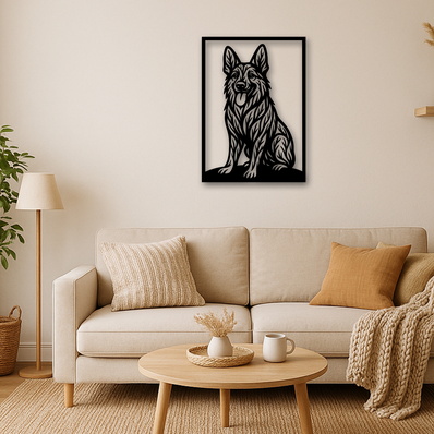 German Shepherd Laser SVG, Cute Dog Laser Cut, Pet Lover SVG - HappyDesignStudio - 002