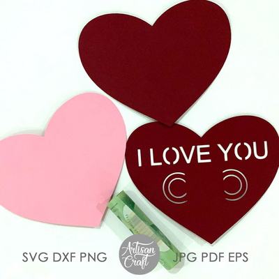 錢卡模板，心型 svg，情人節錢卡 - Artisan Craft - 003