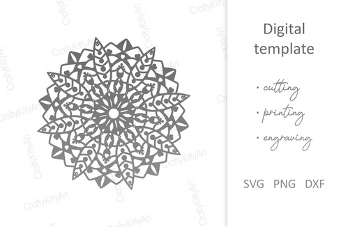 Mandala. Floral Mandala Ornament. SVG DXF PNG files Mandala. Floral Mandala Ornament. SVG DXF PNG files - CraftyKittyArt - 001