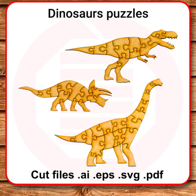 Laser cut Dinosaur puzzle Glowforge SVG vector DIY crafts