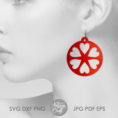 圓形心形耳環 svg 剪切文件 - Artisan Craft - 005
