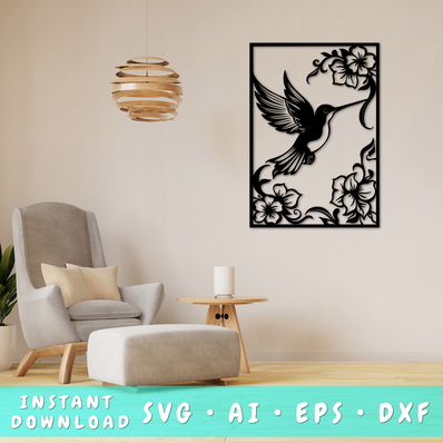Hummingbird Laser SVG - HappyDesignStudio - 001