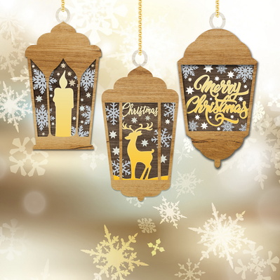 Christmas Ornaments Set Lanterns - LaserCutano - 003