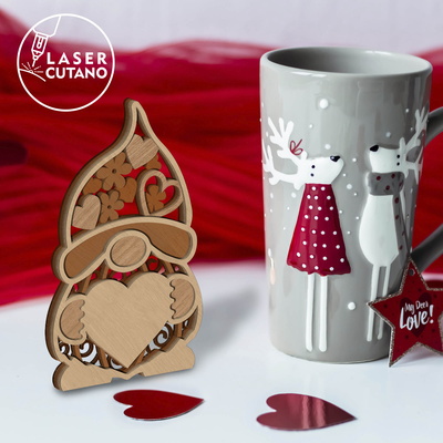 情人節裝飾侏儒，多層模板 - LaserCutano - 005