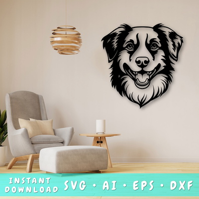 澳洲牧羊犬 雷射 svg - HappyDesignStudio - 001