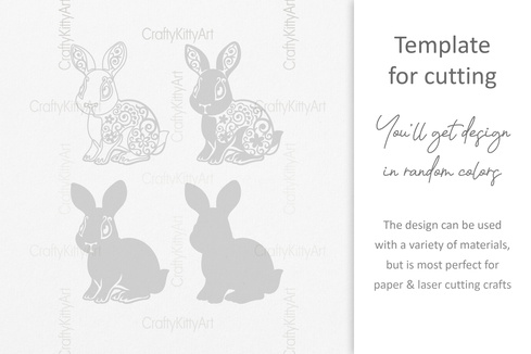 Easter Bunny, Floral Rabbit, 3D layered SVG DXF PNG files Easter Bunny, Floral Rabbit, 3D layered SVG DXF PNG files - CraftyKittyArt - 001