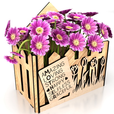 Flower Basket for Mom - LaserCutano - 001
