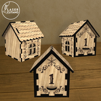 Christmas Advent Calendar Tree - Laser Cut House Countdown - LaserCutano - 004