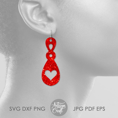 心形吊墜耳環 svg，用於雷射切割的耳環 svg - Artisan Craft - 004
