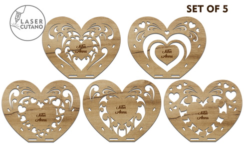 Heart Candle Holders Set of 5 – Valentine’s Day Heart Candle Holders Set of 5 – Valentine’s Day - LaserCutano - 001