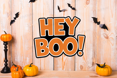 Hey Boo SVG, Boo sign SVG, Cute and Fun Halloween lettering - CraftyKittyArt - 001