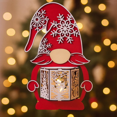 🎅 聖誕小矮人燈籠 - 燭台設計 - LaserCutano - 002