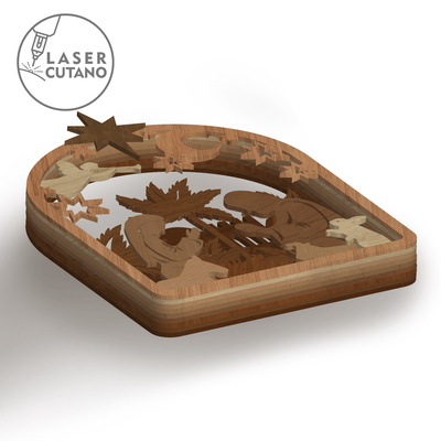 聖誕節耶穌誕生場景模板 - LaserCutano - 005