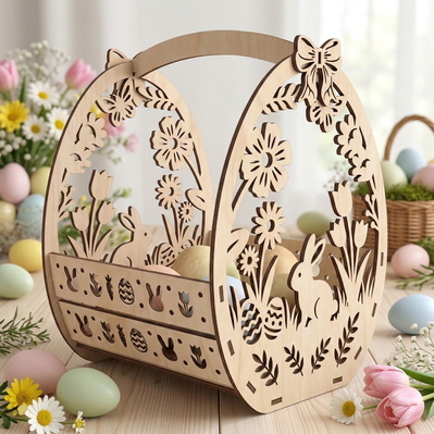 Easter Basket Laser SVG Bundle, 5 Laser Cut Easter Baskets - HappyDesignStudio - 003