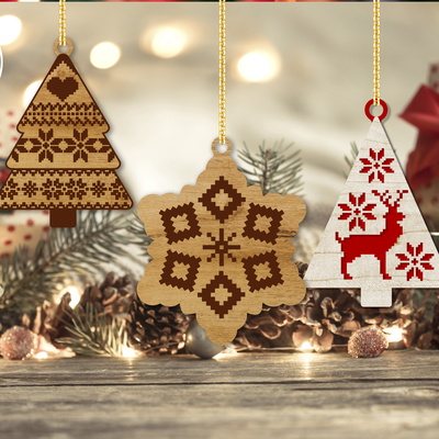 Christmas Folk Ornaments Set - LaserCutano - 004