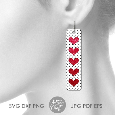 帶有心形的條形耳環 svg 雷射切割文件 - Artisan Craft - 004