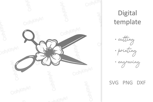 Floral Scissors. Scissors with Flower. SVG DXF PNG files Floral Scissors. Scissors with Flower. SVG DXF PNG files - CraftyKittyArt - 001