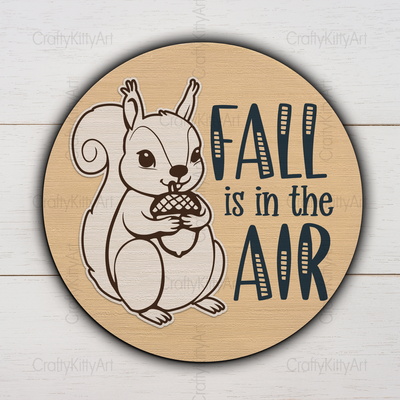 Cute Squirrel Fall door sign, 3D Autumn Fall door hanger - CraftyKittyArt - 001