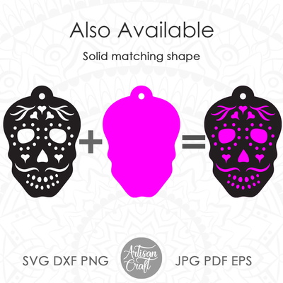 Sugar skull 耳環，dia de los muertos 激光切割銼刀 - Artisan Craft - 004