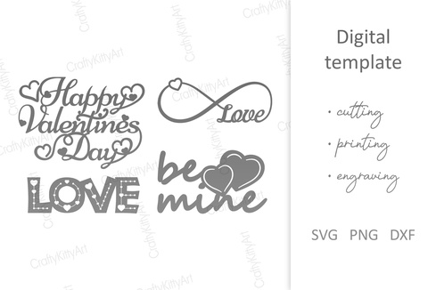 Valentine's Day Love Bundle. Cake Toppers SVG DXF PNG files Valentine's Day Love Bundle. Cake Toppers SVG DXF PNG files - CraftyKittyArt - 002
