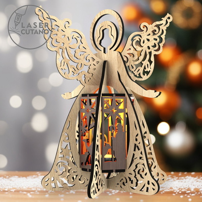 Christmas Angel Lantern - Nativity Candle Holder Design ✨ - LaserCutano - 002