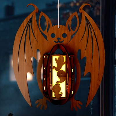 Laser Cut Halloween Bat Candlestick / Tealight Holder Set 2 - LaserCutano - 005