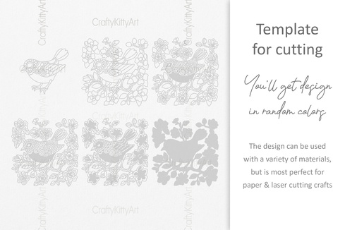 Sparrow Bird, Flower Blossoms, 3D layered SVG DXF PNG files Sparrow Bird, Flower Blossoms, 3D layered SVG DXF PNG files - CraftyKittyArt - 001