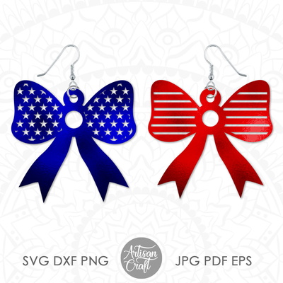 American flag earrings SVG, fourth of July earrings, USA  - Artisan Craft - 004